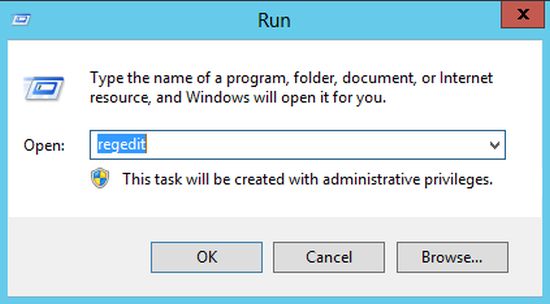 Registry Editor Windows Server 2012